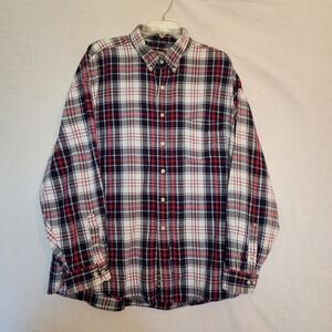 Sun River Shirt Men XXL Red Blue Plaid Long Sleeve Pocket Flannel Button Down